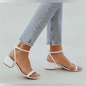 Lulus ‘Julie white ankle strap heels’ size: 10